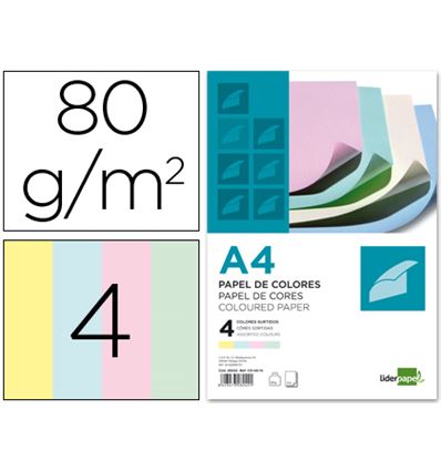 PAPEL LIDERPAPEL A4 80G 100H PACK PASTEL - 28242