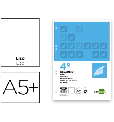 RECAMBIO LIDERPAPEL 100H 4T 60G 4º LISO - 29682