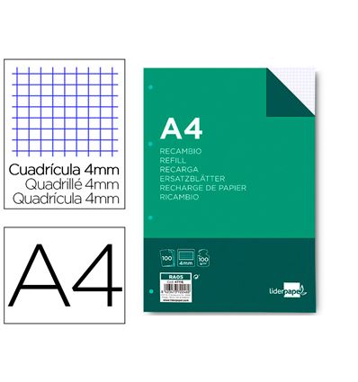 RECAMBIO LIDERPAPEL 100H 4T 100G A4 4MM - 47116