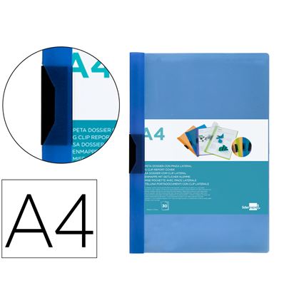 DOSSIER PINZA LATERAL LIDERPAPEL A4 30H FROSTY AZUL - 29322G