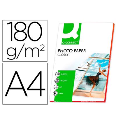 PAPEL FOTO Q-CONNECT GLOSSY A4 INKJET 50H - 38152G