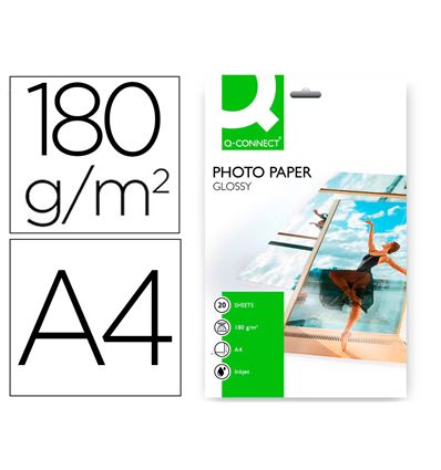 PAPEL FOTO Q-CONNECT GLOSSY A4 INKJET 20H - 25153G