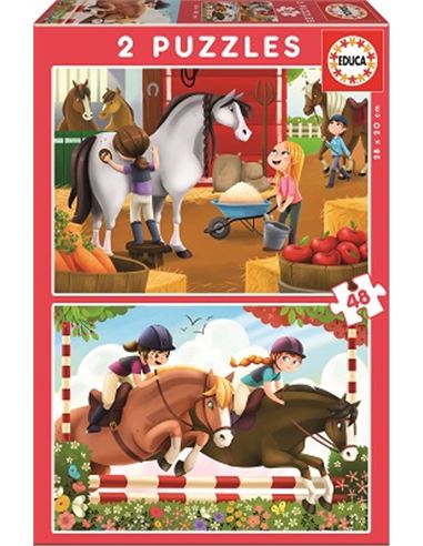 Puzzles basicos cuidando caballos 2x48 pzas - PUZZLE-CABALLOS