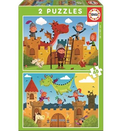 Puzzles basicos dragones y caballeros 2x48 pzas - PUZZLE-DRAGONES