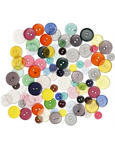 Botones creativ plastico translucido colores 100ud - 64620005
