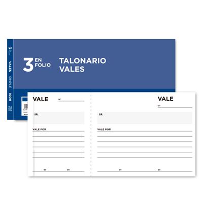 TALONARIO LIDERPAPEL VALES TRES EN FOLIO 104 - 07796G